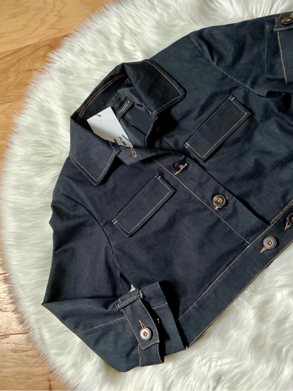 NWT Zara Faux Jean Cropped Jacket Size Small
